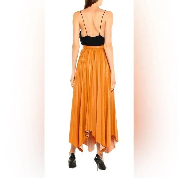 NWT Isabel Marant Davis asymmetric pleated faux leather maxi skirt - Picture 3 of 10